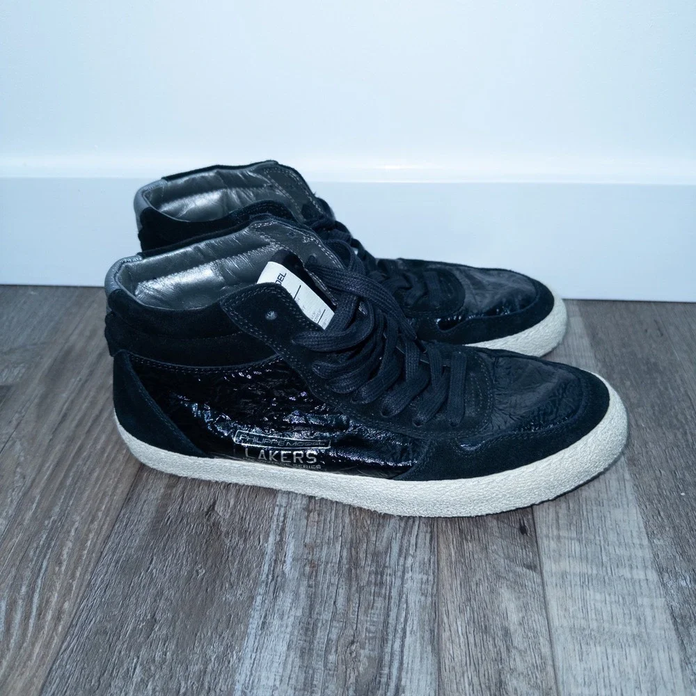 Philippe‎ Model Black Lakers Vintage Series High Top Sneakers Size EU 39 / 7